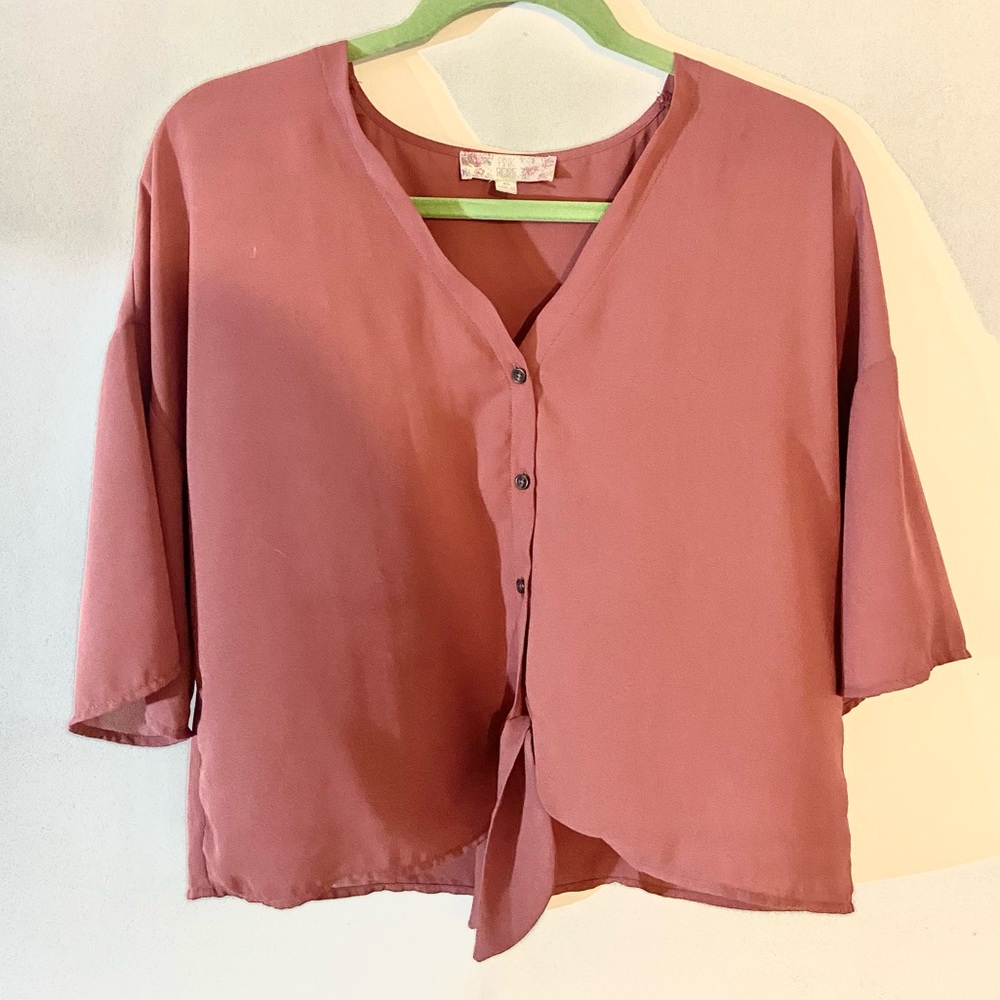 Pink Rose button up blouse